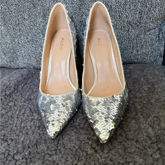 ALDO Stessy Silver Sequin Women's Shoes - Picture 1 of 4